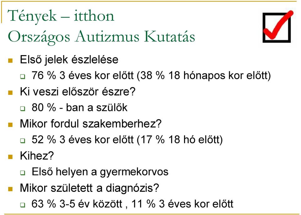 80 % - ban a szülők Mikor fordul szakemberhez? Kihez?