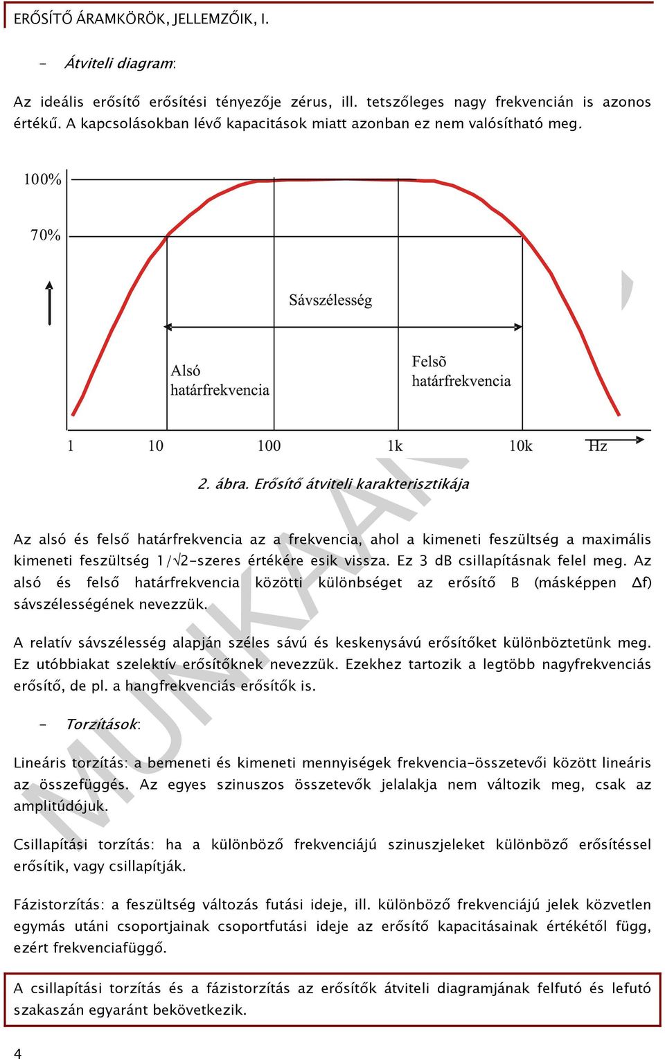 felel meg z alsó és felső atárfrekvencia közötti különbséget az erősítő (másképpen Δf) sávszélességének nevezzük relatív sávszélesség alapján széles sávú és keskenysávú erősítőket különböztetünk meg