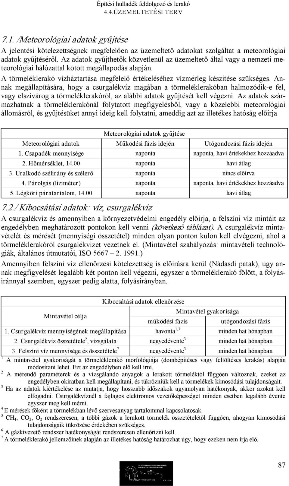 A törmeléklerakó vízháztartása megfelelő értékeléséhez vízmérleg készítése szükséges.