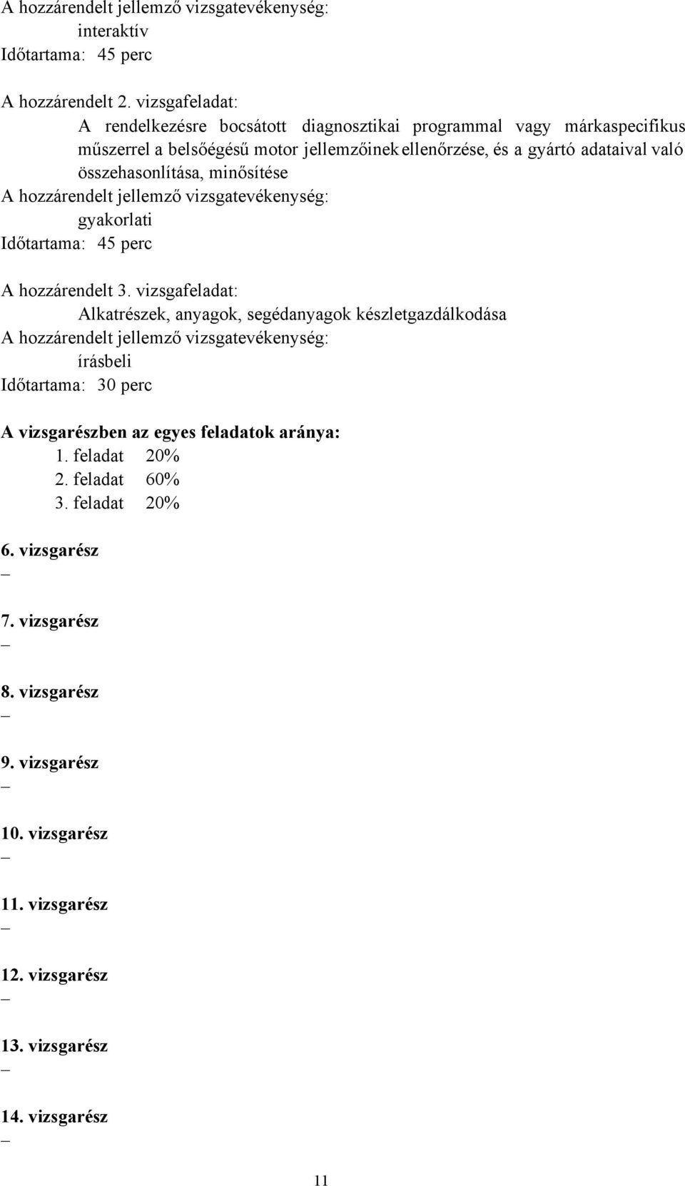 minősítése A hozzárendelt jellemző vizsgatevékenység: gyakorlati Időtartama: 45 perc A hozzárendelt 3.