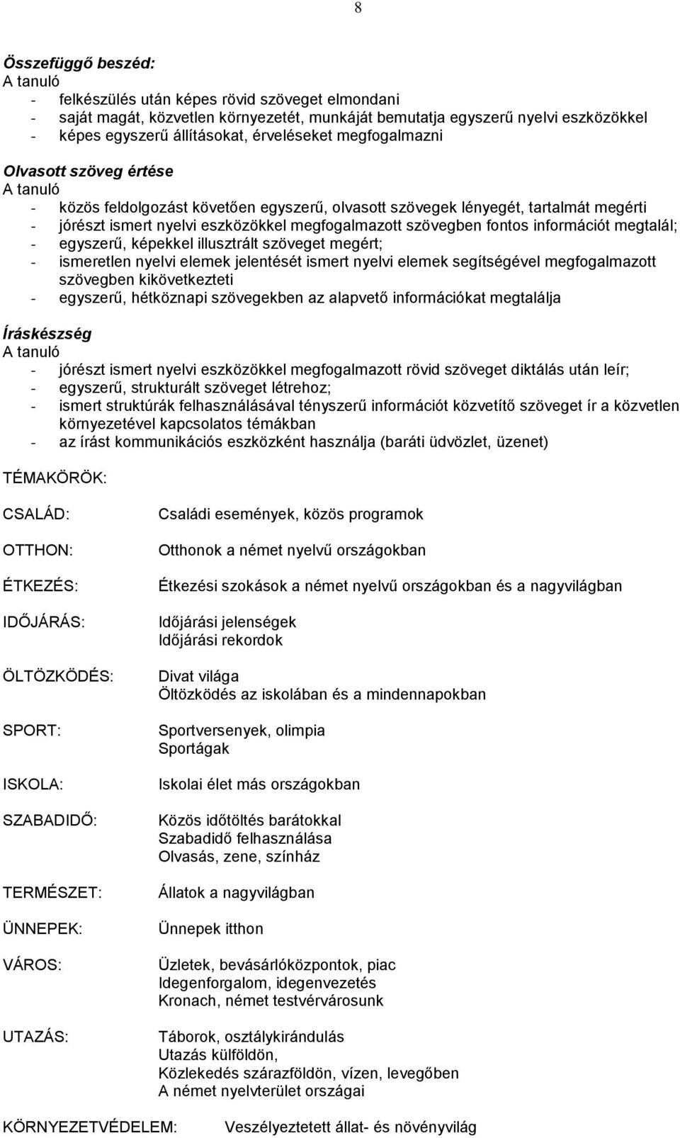 információt megtalál; - egyszerű, képekkel illusztrált szöveget megért; - ismeretlen nyelvi elemek jelentését ismert nyelvi elemek segítségével megfogalmazott szövegben kikövetkezteti - egyszerű,