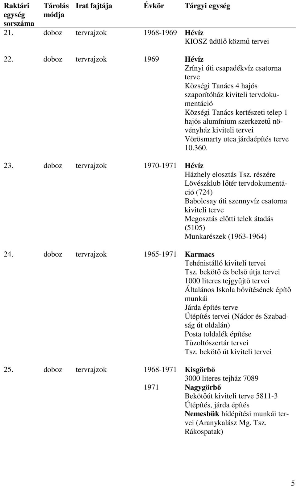 kiviteli i Vörösmarty utca járdaépítés 10.360. 23. doboz tervrajzok 1970-1971 Hévíz Házhely elosztás Tsz.