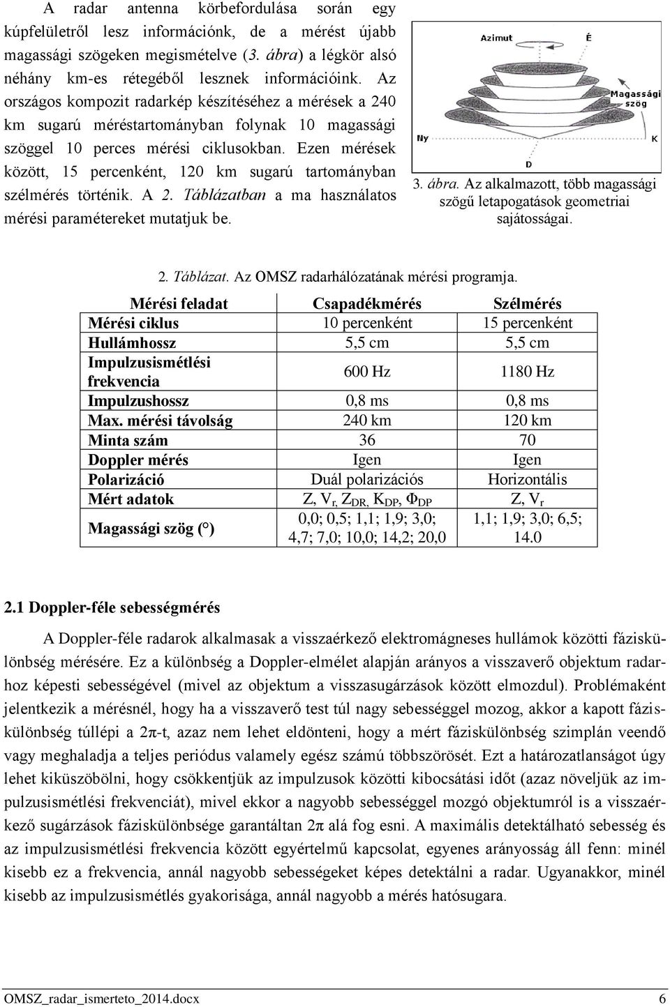 Ezen mérések között, 15 percenként, 120 km sugarú tartományban szélmérés történik. A 2. Táblázatban a ma használatos mérési paramétereket mutatjuk be. 3. ábra.