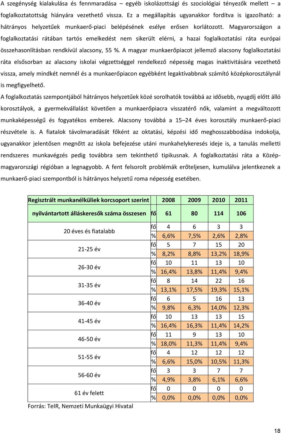 Magyarországon a foglalkoztatási rátában tartós emelkedést nem sikerült elérni, a hazai foglalkoztatási ráta európai összehasonlításban rendkívül alacsony, 55 %.