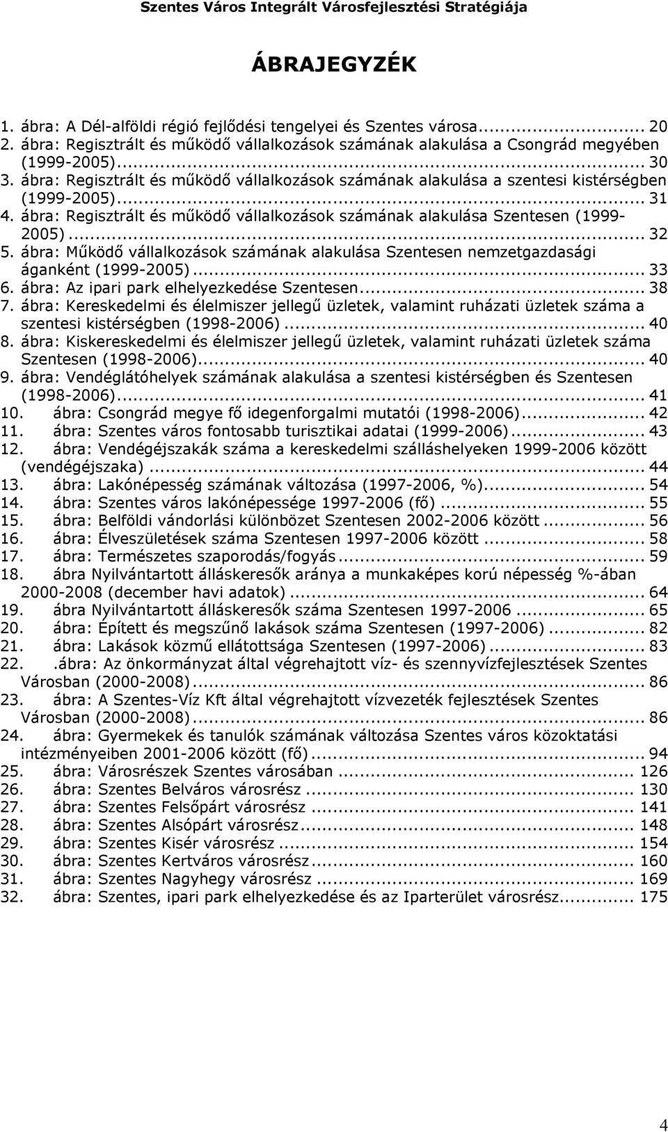 ábra: Működő vállalkozások számának alakulása Szentesen nemzetgazdasági áganként (1999-2005)... 33 6. ábra: Az ipari park elhelyezkedése Szentesen... 38 7.