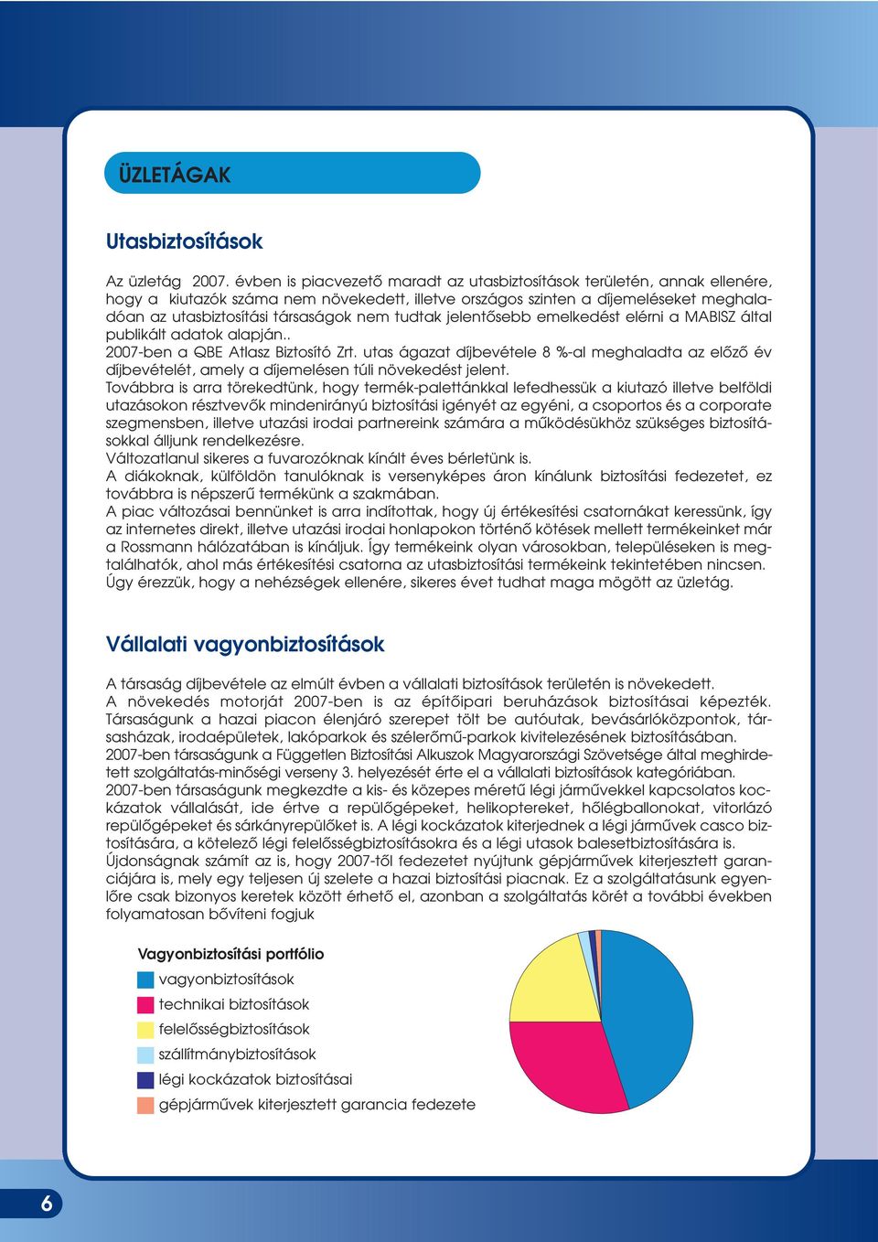 tudtak jelentôsebb emelkedést elérni a MABISZ által publikált adatok alapján.. 27-ben a QBE Atlasz Biztosító Zrt.