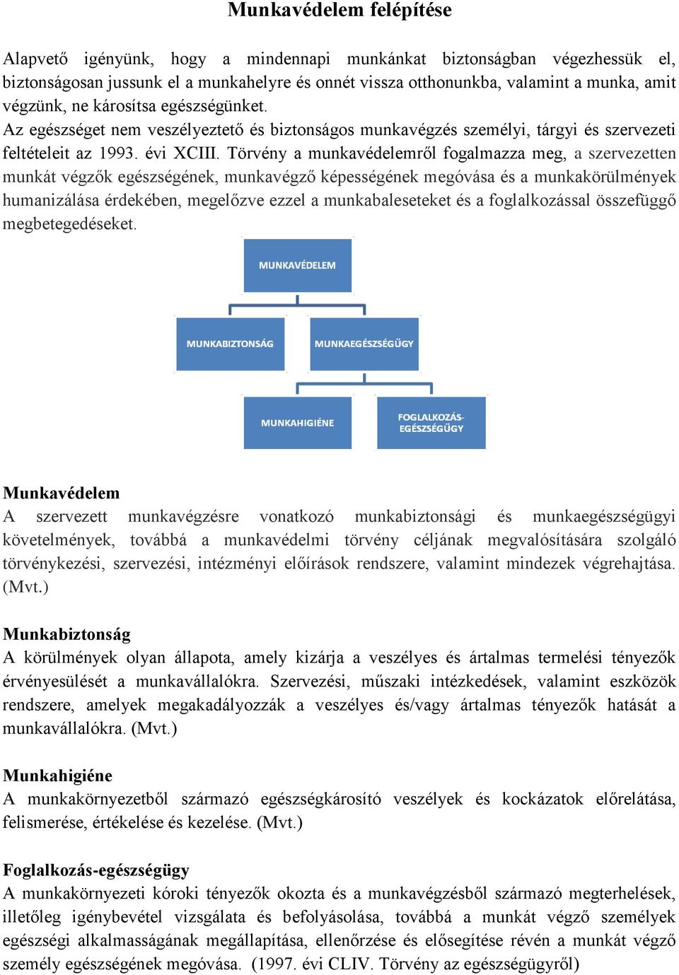 Törvény a munkavédelemről fogalmazza meg, a szervezetten munkát végzők egészségének, munkavégző képességének megóvása és a munkakörülmények humanizálása érdekében, megelőzve ezzel a munkabaleseteket