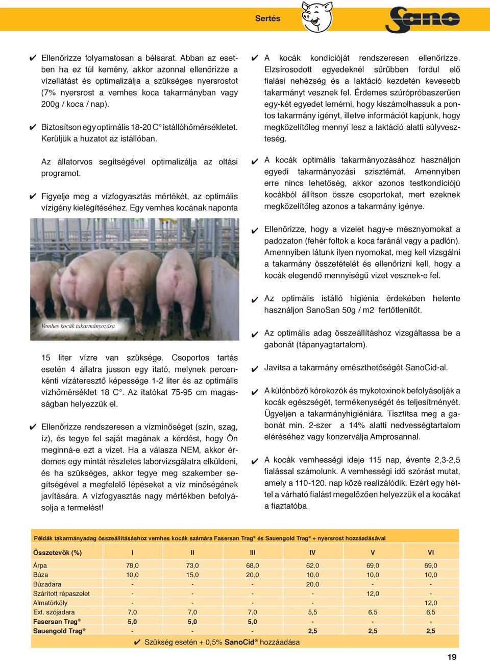 Biztosítson egy optimális 18-20 C istállóhőmérsékletet. Kerüljük a huzatot az istállóban. A kocák kondícióját rendszeresen ellenőrizze.