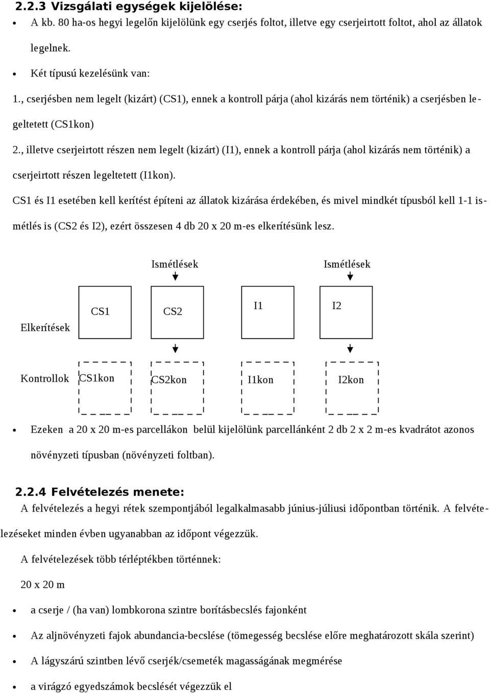 , illetve cserjeirtott részen nem legelt (kizárt) (I), ennek a kontroll párja (ahol kizárás nem történik) a cserjeirtott részen legeltetett (Ikon).