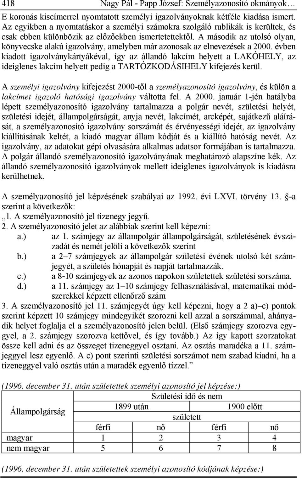 A második az utolsó olyan, könyvecske alakú igazolvány, amelyben már azonosak az elnevezések a 2000.