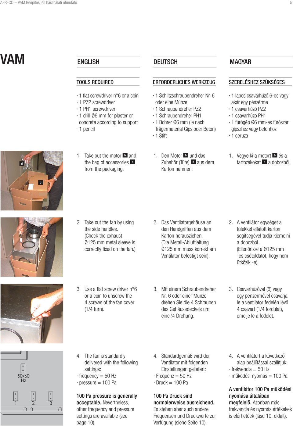 6 oder eine Münze 1 Schraubendreher PZ2 1 Schraubendreher PH1 1 Bohrer Ø6 mm (je nach Trägermaterial Gips oder Beton) 1 Stift 1 lapos csavarhúzó 6-os vagy akár egy pénzérme 1 csavarhúzó PZ2 1