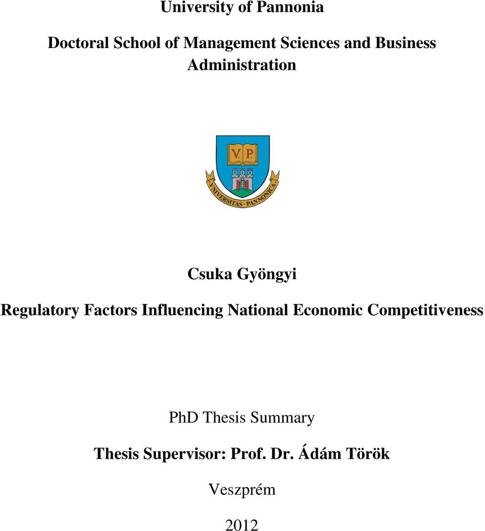 Regulatory Factors Influencing National Economic