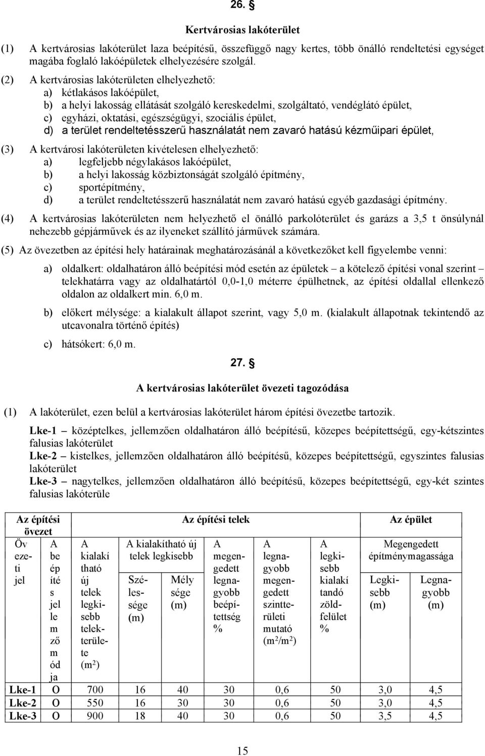 szociális épület, d) a terület rendeltetésszerű használatát nem zavaró hatású kézműipari épület, (3) kertvárosi lakóterületen kivételesen elhelyezhető: a) legfeljebb négylakásos lakóépület, b) a