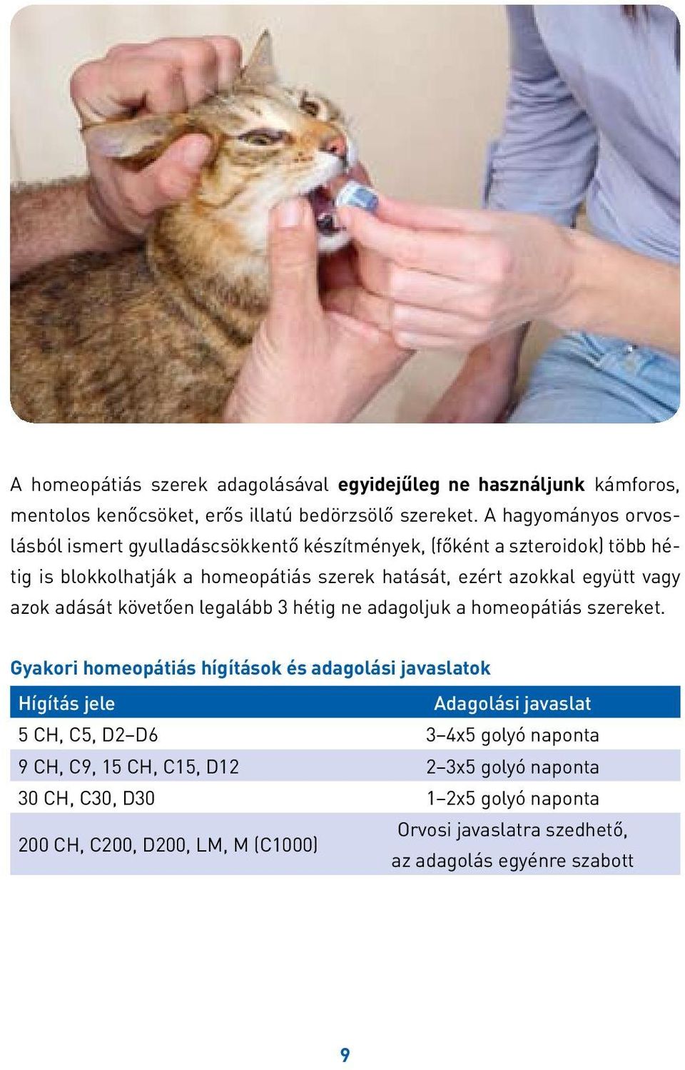 vagy azok adását követően legalább 3 hétig ne adagoljuk a homeopátiás szereket.