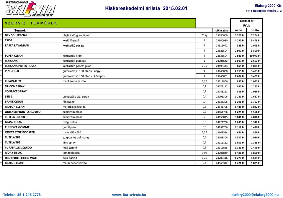 Ft * ROSSANA PASTA ROSSA kéztisztító paszta piros 0,75 23693413 859 Ft 1 091 Ft * VINILE 100 gumikesztyű 100 db-os nagy 1 23640000 2 719 Ft 3 453 Ft * gumikesztyű 100 db-os közepes 1 23640001 2 684