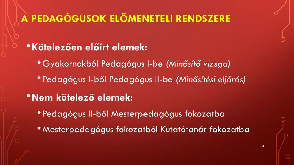 Pedagógus II-be (Minősítési eljárás) Nem kötelező elemek: Pedagógus