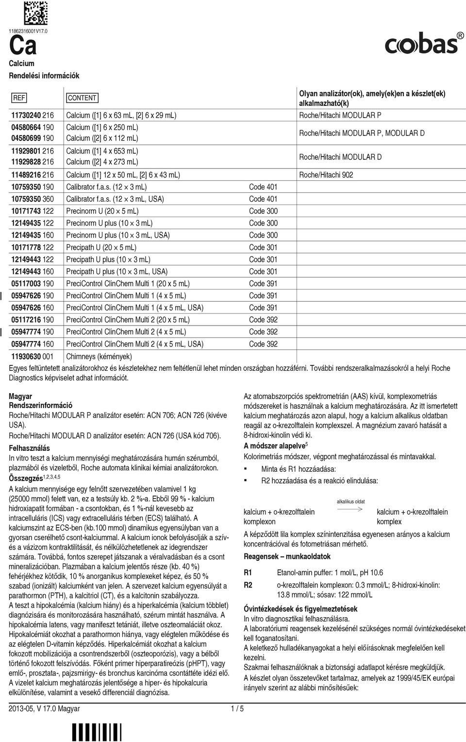 ([1] 12 x 50 ml, [2] 6 x 43 ml) Roche/Hitachi 902 10759350 190 librator f.a.s.