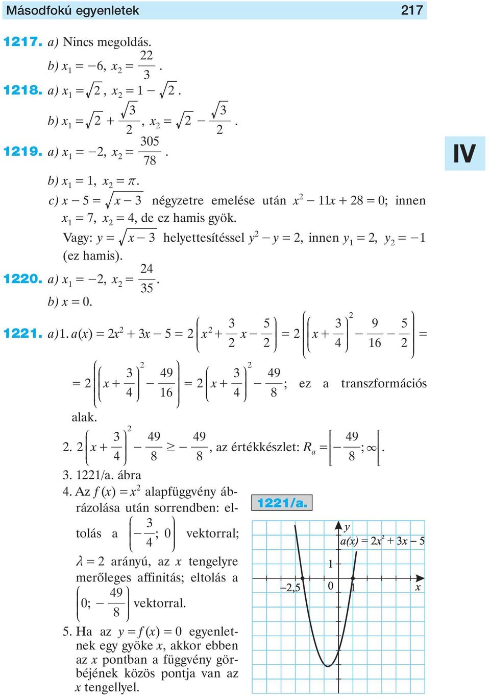 J N R R 49 49. x + S 49 S - $ - 4 O, z értékkészlet: R 8 8 - ; S 8 S. T T. /. ábr 4. Az f (x) x lpfüggvény ábrázolás után sorrendben: eltolás - ; 0 4 O vektorrl; /.