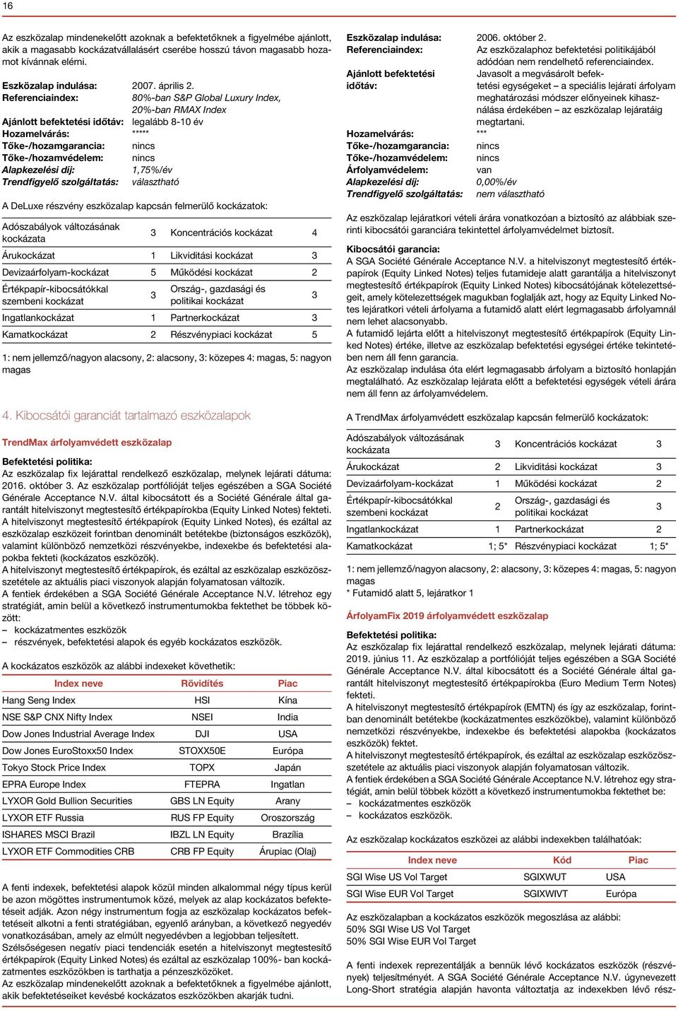 Működési kockázat Ingatlankockázat 1 Partnerkockázat Kamatkockázat Részvénypiaci kockázat 5 1: nem jellemző/nagyon alacsony, : alacsony, : közepes 4:, 5: nagyon 4.