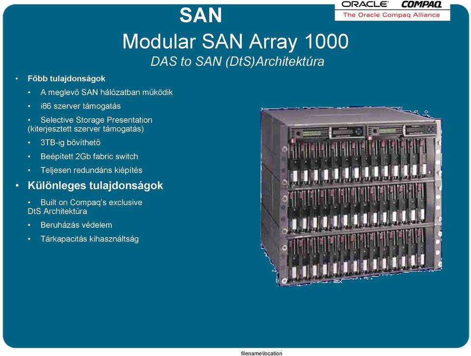 Teljesen redundáns kiépítés Különleges tulajdonságok Built on Compaq s exclusive DtS
