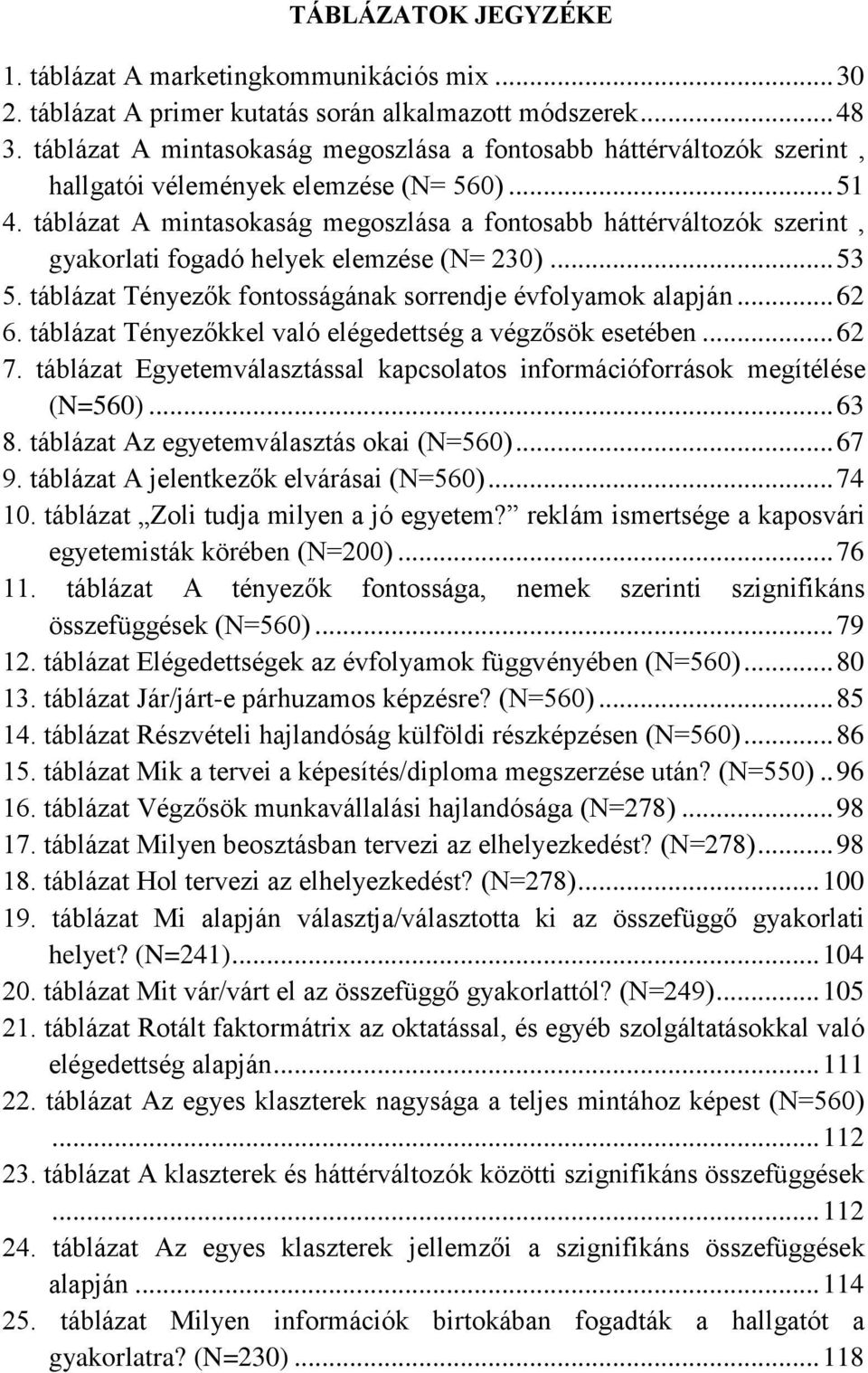 táblázat A mintasokaság megoszlása a fontosabb háttérváltozók szerint, gyakorlati fogadó helyek elemzése (N= 230)... 53 5. táblázat Tényezők fontosságának sorrendje évfolyamok alapján... 62 6.