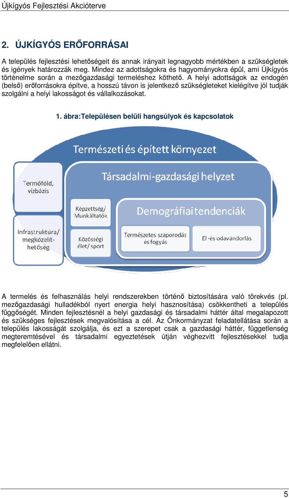 A helyi adottságok az endogén (belső) erőforrásokra építve, a hosszú távon is jelentkező szükségleteket kielégítve jól tudják szolgálni a helyi lakosságot és vállalkozásokat. 1.