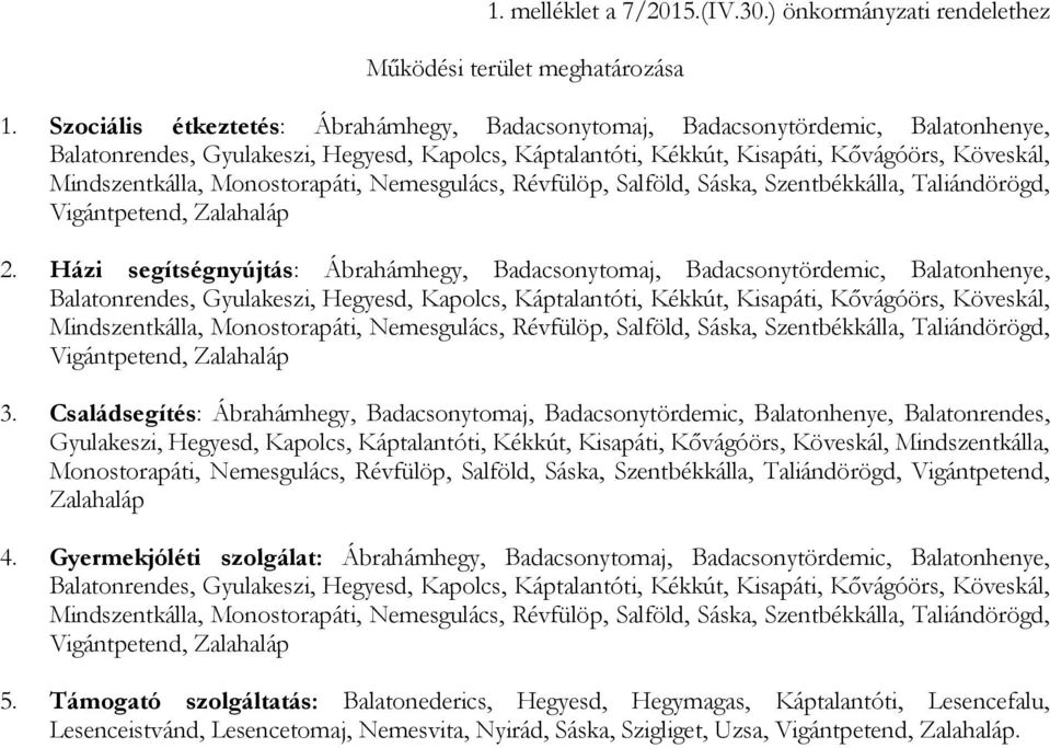 Házi segítségnyújtás: Ábrahámhegy, adacsonytomaj, adacsonytördemic, alatonhenye, alatonrendes, Gyulakeszi, Hegyesd, Kapolcs, Káptalantóti, Kékkút, Kisapáti, Kővágóörs, Köveskál, 3.