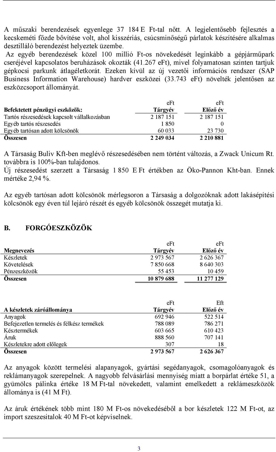 Az egyéb berendezések közel 100 millió Ft-os növekedését leginkább a gépjárműpark cseréjével kapcsolatos beruházások okozták (41.