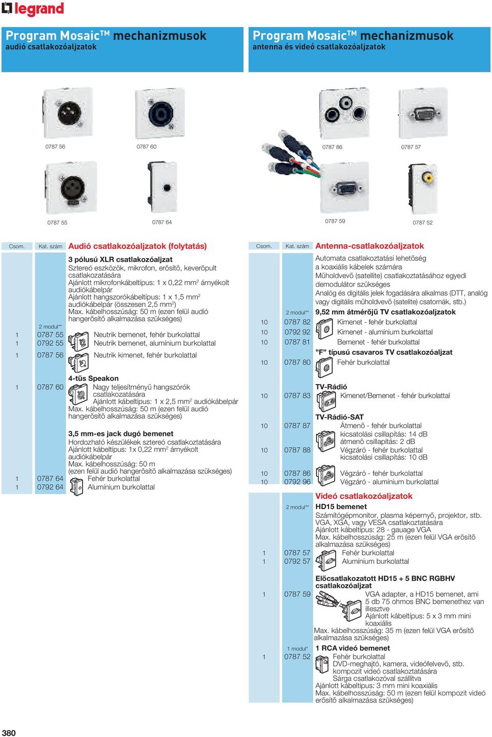 hangszorókábeltípus: x,5 mm 2 audiókábelpár (összesen 2,5 mm 2 ) Max.