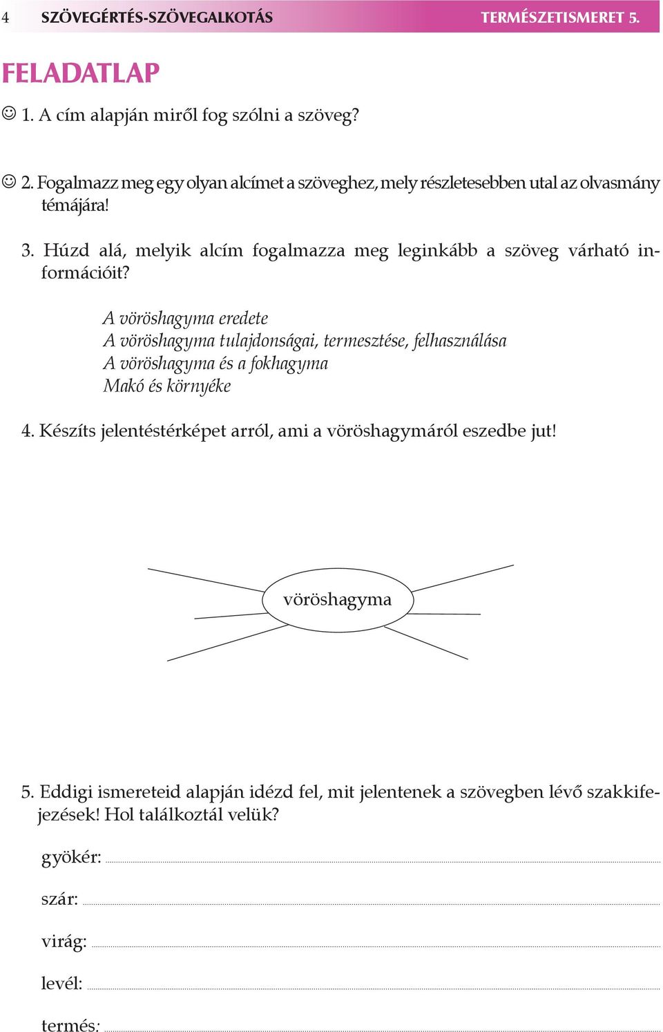 Húzd alá, melyik alcím fogalmazza meg leginkább a szöveg várhaó információi?