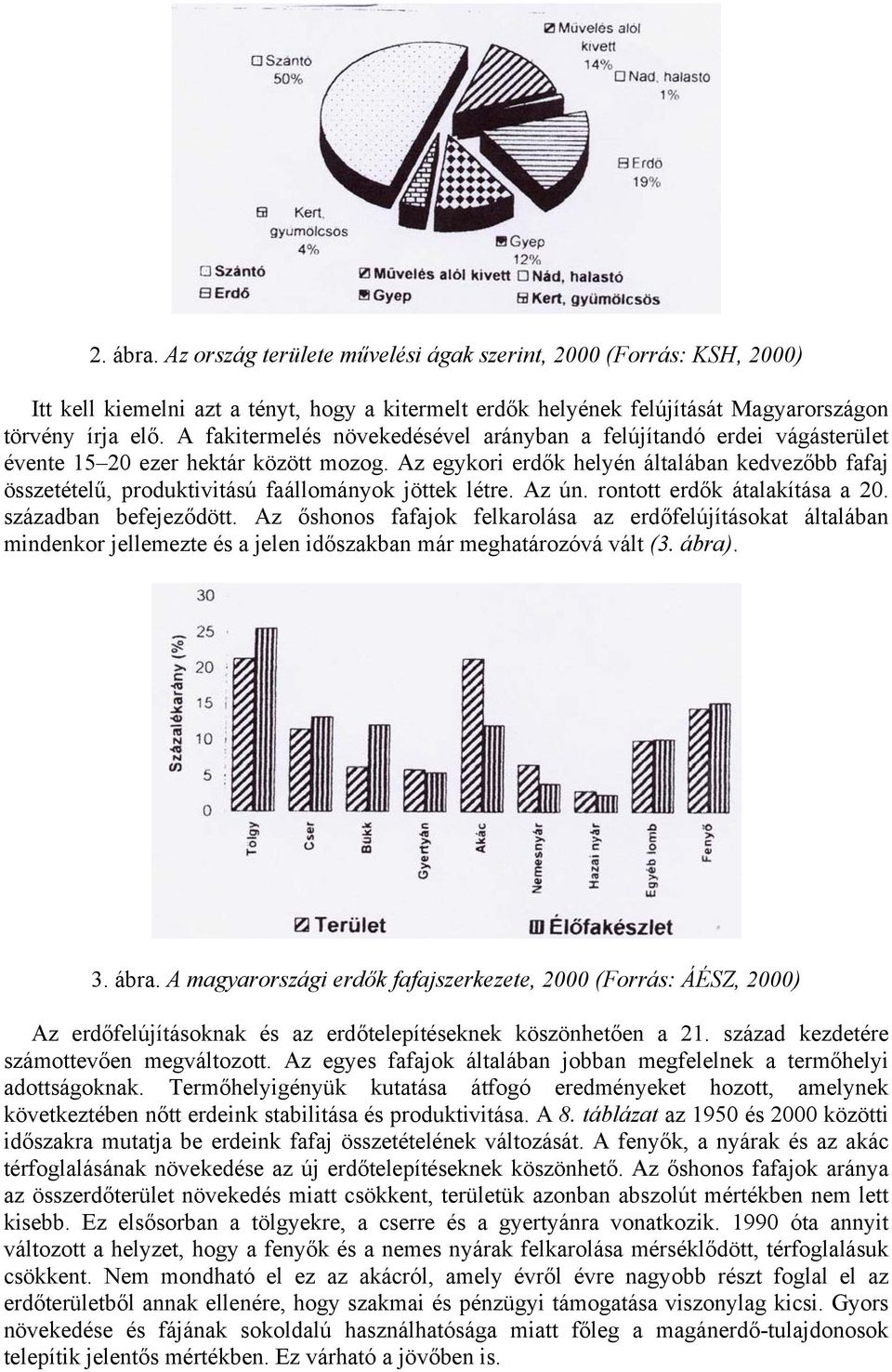 Az egykori erdők helyén általában kedvezőbb fafaj összetételű, produktivitású faállományok jöttek létre. Az ún. rontott erdők átalakítása a 20. században befejeződött.