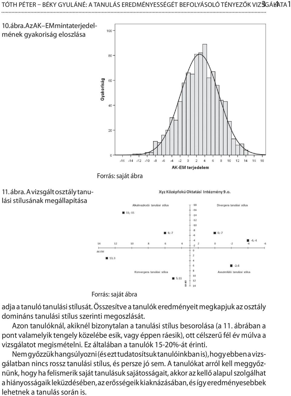 ábrában a pont valamelyik tengely közelébe esik, vagy éppen ráesik), ott célszerű fél év múlva a vizsgálatot megismételni. Ez általában a tanulók 15-20%-át érinti.