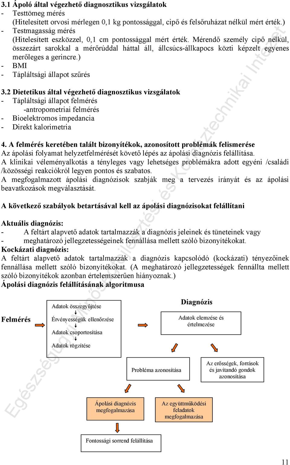 Mérendő személy cipő nélkül, összezárt sarokkal a mérőrúddal háttal áll, állcsúcs-állkapocs közti képzelt egyenes merőleges a gerincre.) - BMI - Tápláltsági állapot szűrés 3.