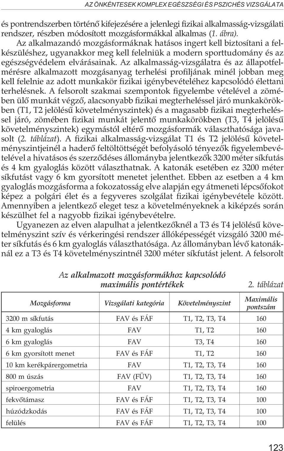 Az alkalmasság-vizsgálatra és az állapotfelmérésre alkalmazott mozgásanyag terhelési profiljának minél jobban meg kell felelnie az adott munkakör fizikai igénybevételéhez kapcsolódó élettani