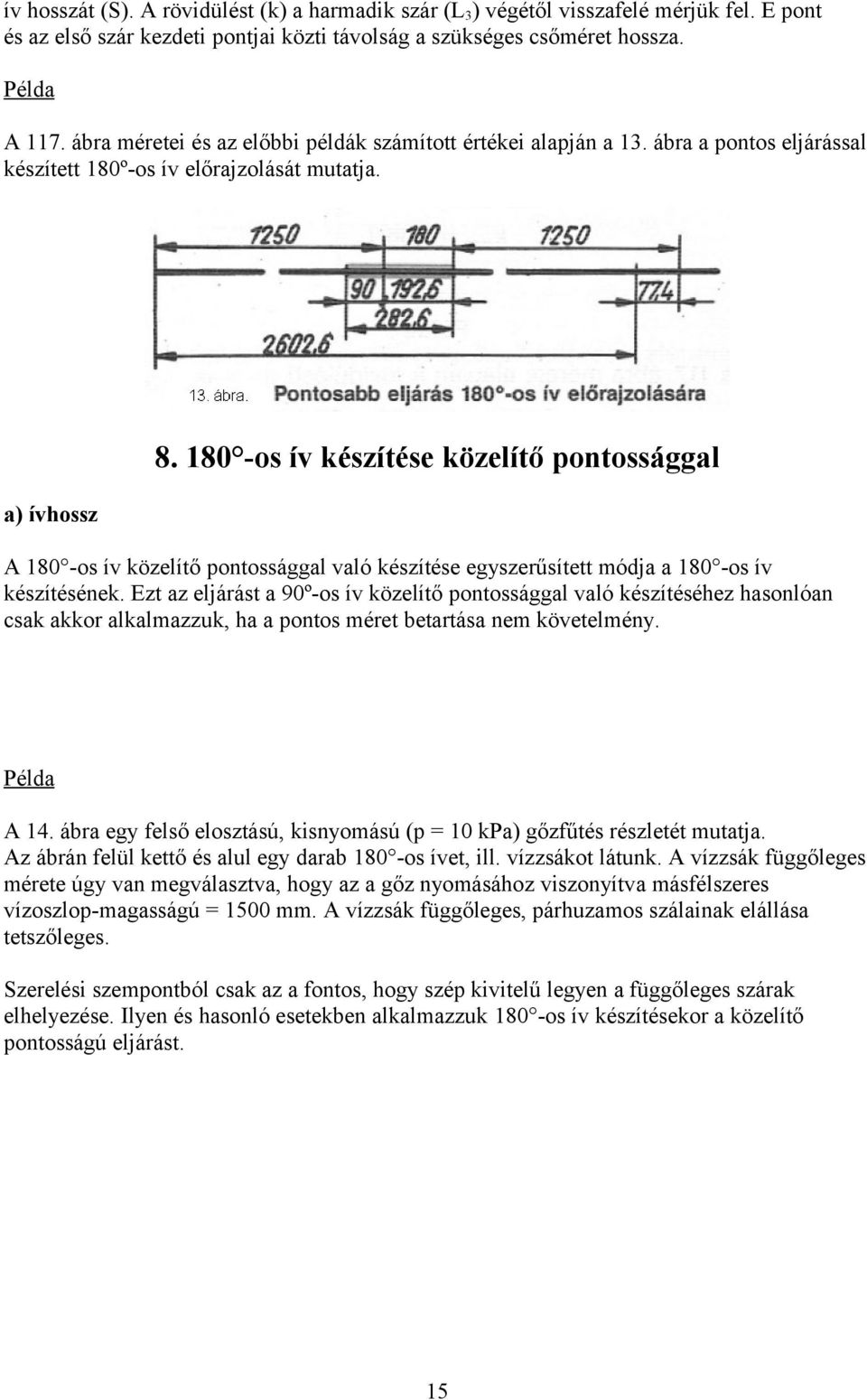 180 -os ív készítése közelítő pontossággal a) ívhossz A 180 -os ív közelítő pontossággal való készítése egyszerűsített módja a 180 -os ív készítésének.