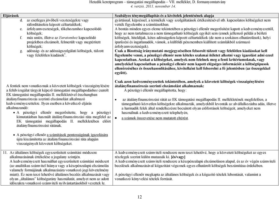 A fentiek nem vonatkoznak a közvetett költségek visszaigénylésére a felülvizsgálat tárgyát képező támogatási megállapodáshoz csatolt EK támogatási megállapodás II.