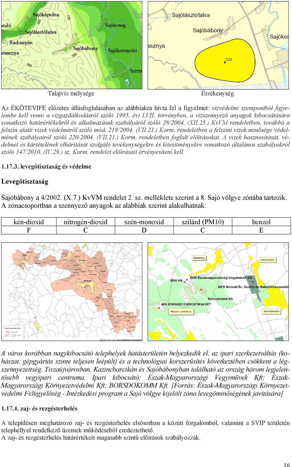 219/2004. (VII.21.) Korm. rendeletben a felszíni vizek minősége védelmének szabályairól szóló 220/2004. (VII.21.) Korm. rendeletben foglalt előírásokat.