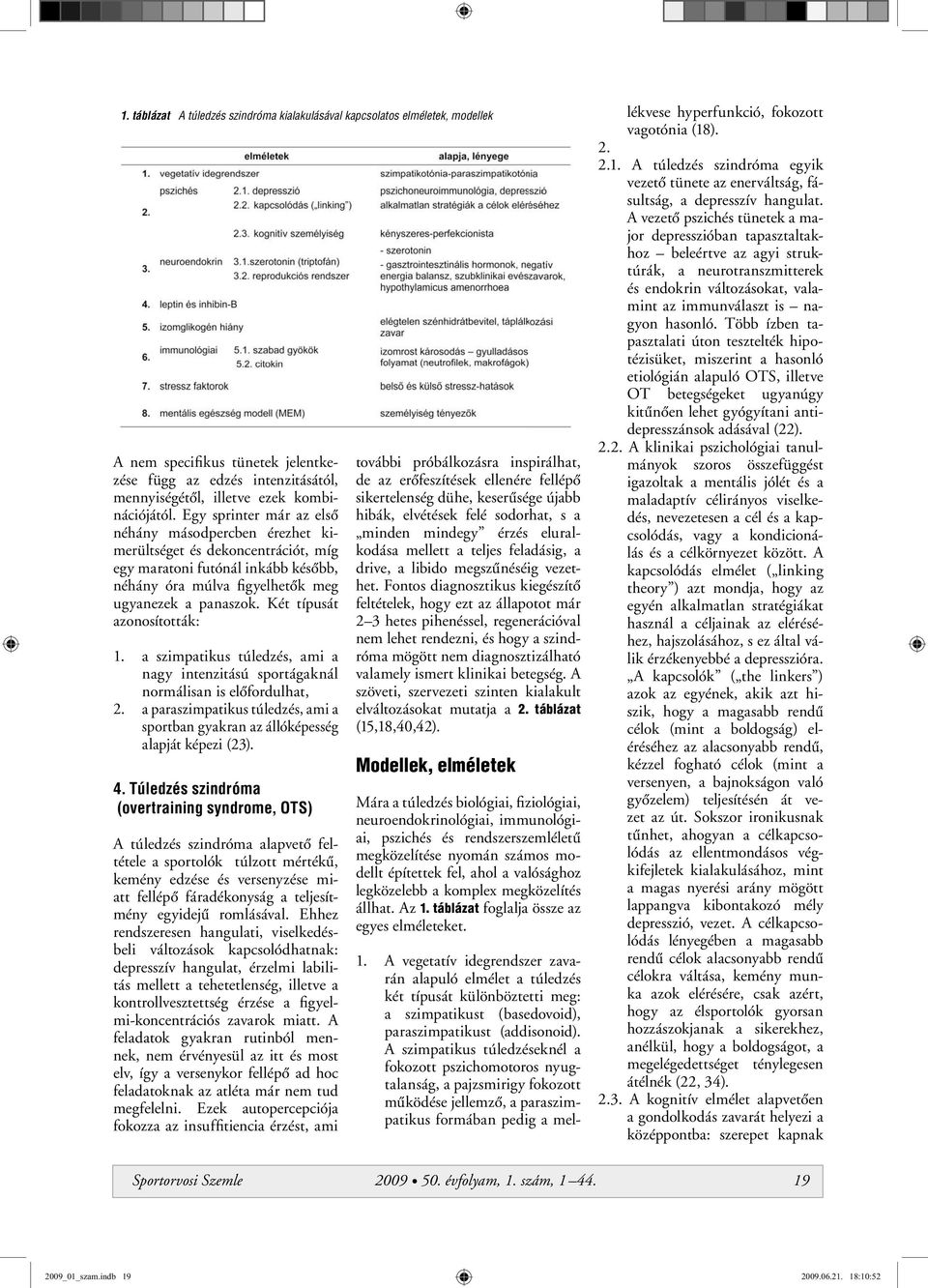 Két típusát azonosították: 1. a szimpatikus túledzés, ami a nagy intenzitású sportágaknál normálisan is elôfordulhat, 2.