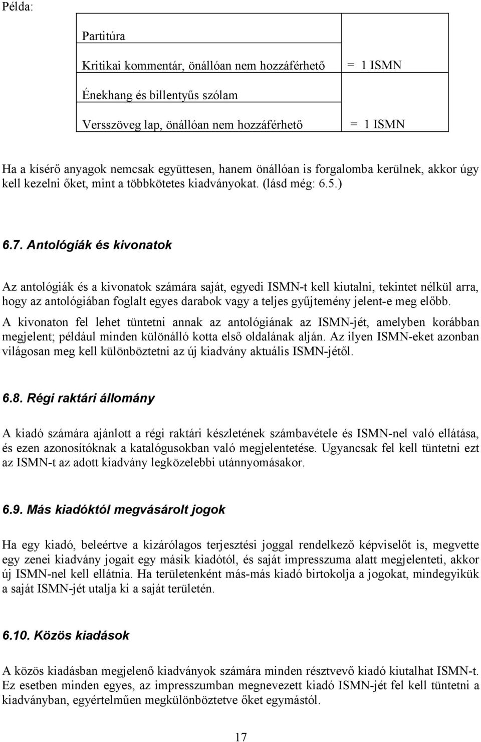 Antológiák és kivonatok Az antológiák és a kivonatok számára saját, egyedi ISMN-t kell kiutalni, tekintet nélkül arra, hogy az antológiában foglalt egyes darabok vagy a teljes gyűjtemény jelent-e meg