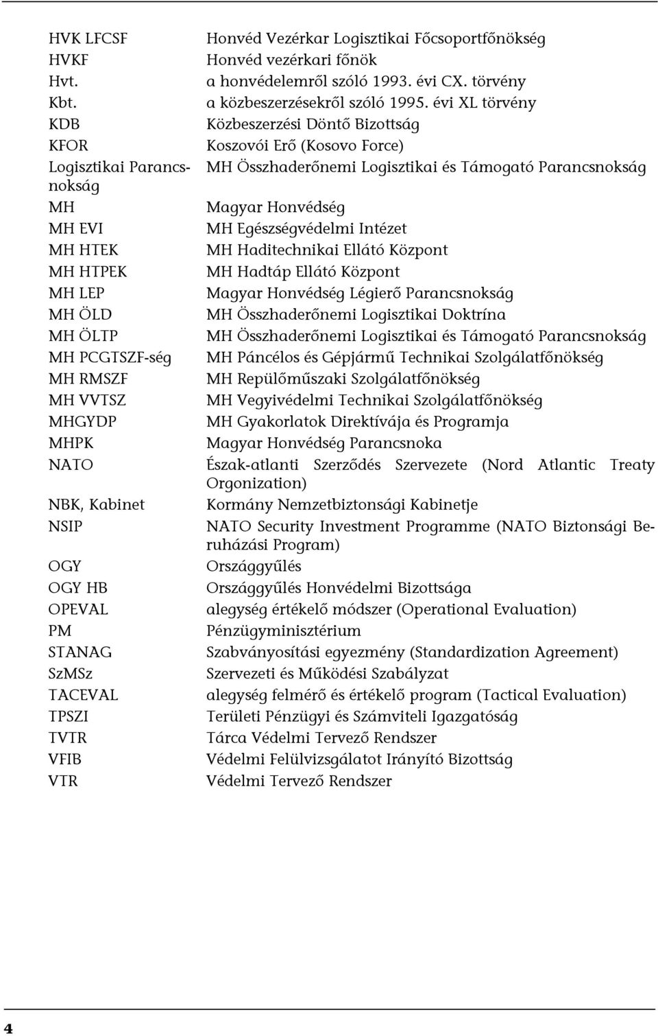 TVTR VFIB VTR Honvéd Vezérkar Logisztikai Főcsoportfőnökség Honvéd vezérkari főnök a honvédelemről szóló 1993. évi CX. törvény a közbeszerzésekről szóló 1995.