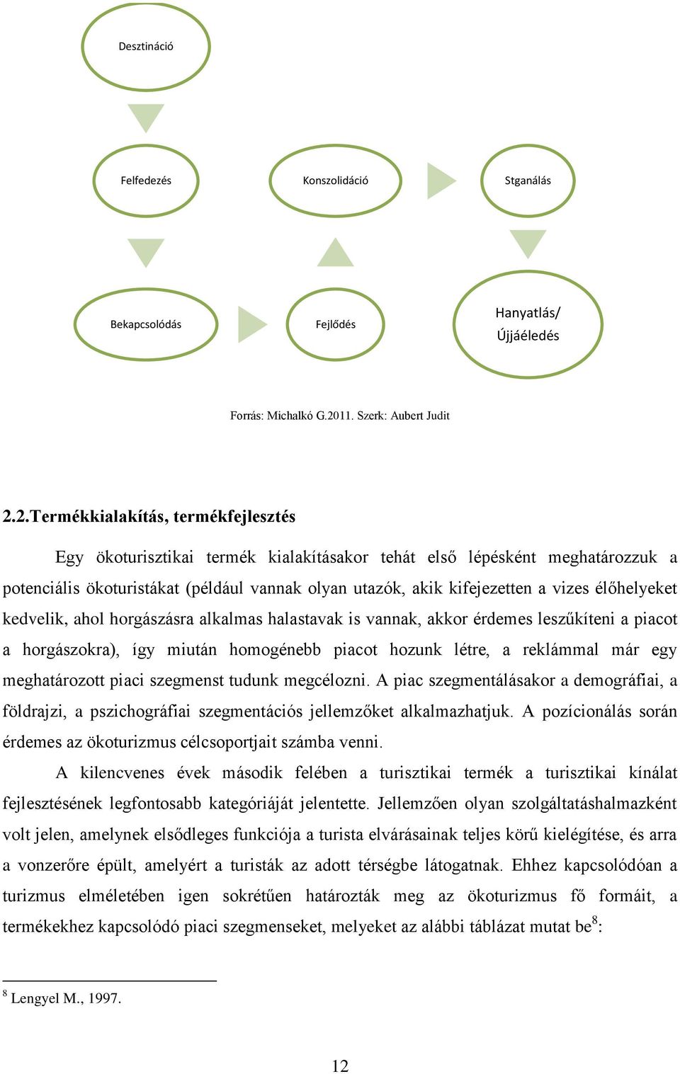 2.Termékkialakítás, termékfejlesztés Egy ökoturisztikai termék kialakításakor tehát első lépésként meghatározzuk a potenciális ökoturistákat (például vannak olyan utazók, akik kifejezetten a vizes