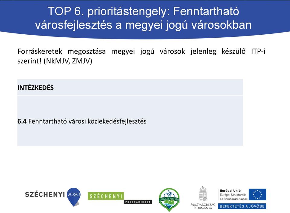 jogú városokban Forráskeretek megosztása megyei jogú