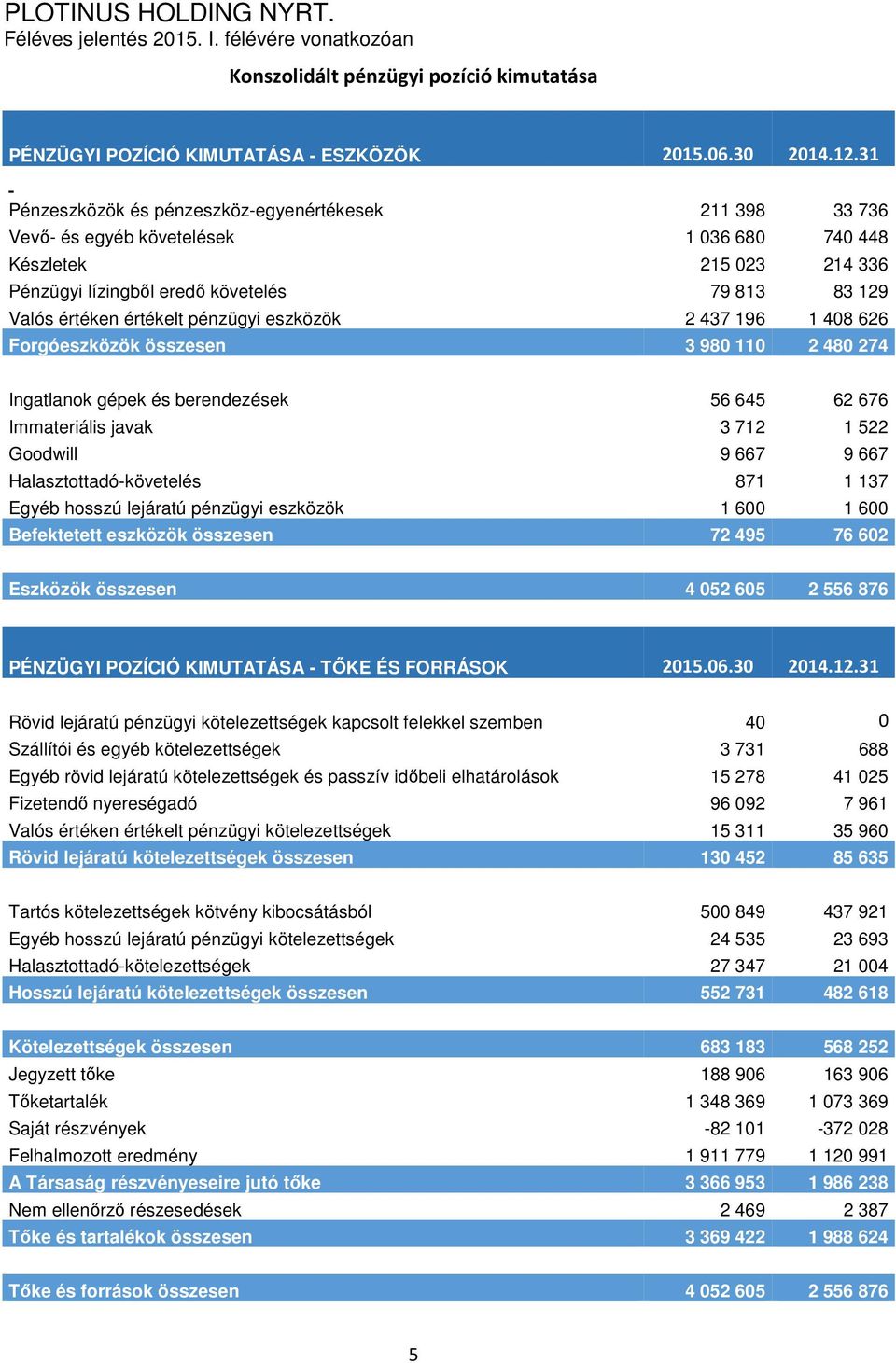 értékelt pénzügyi eszközök 2 437 196 1 408 626 Forgóeszközök összesen 3 980 110 2 480 274 Ingatlanok gépek és berendezések 56 645 62 676 Immateriális javak 3 712 1 522 Goodwill 9 667 9 667