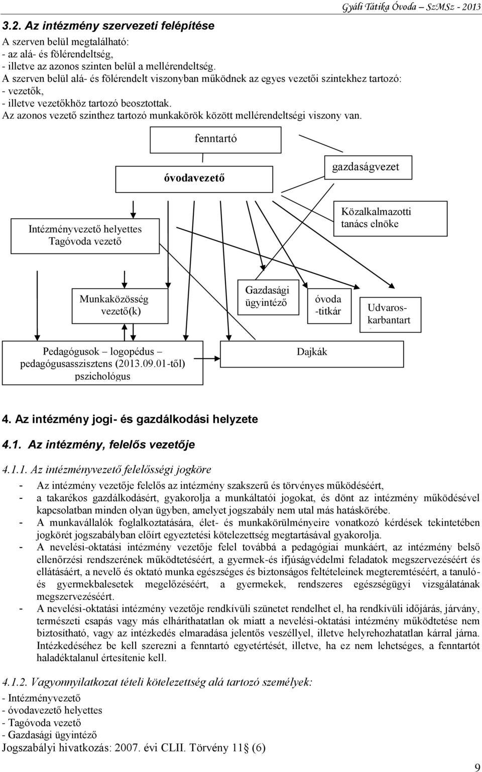 Az azonos vezető szinthez tartozó munkakörök között mellérendeltségi viszony van.