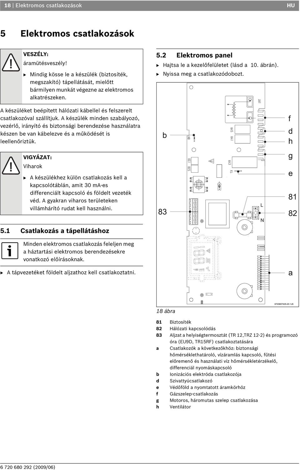 B Nyissa meg a csatlakozódobozt. A készüléket beépített hálózati kábellel és felszerelt csatlakozóval szállítjuk.