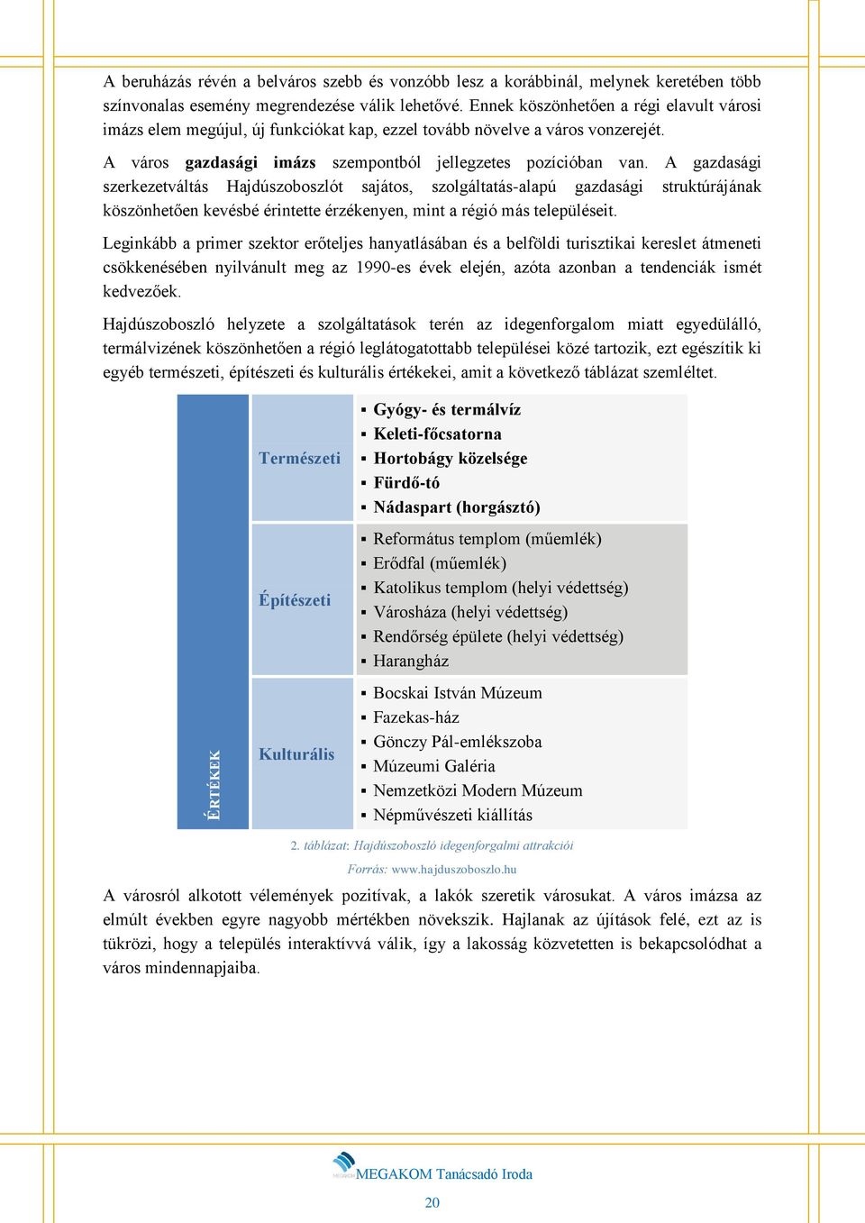 A gazdasági szerkezetváltás Hajdúszoboszlót sajátos, szolgáltatás-alapú gazdasági struktúrájának köszönhetően kevésbé érintette érzékenyen, mint a régió más településeit.