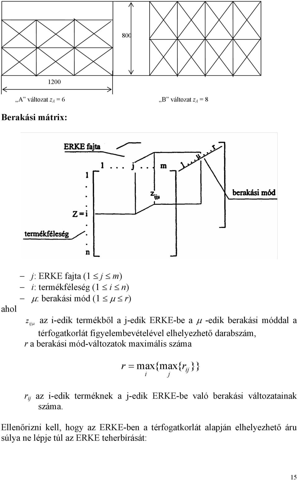 drbszám, r berkási mód-változtok mximális szám r mx{mx{ r i r i z i-edik terméknek -edik ERKE-be vló berkási