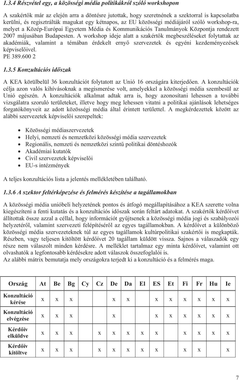 A workshop ideje alatt a szakértők megbeszéléseket folytattak az akadémiák, valamint a témában érdekelt ernyő szervezetek és egyéni kezdeményezések képviselőivel. PE 38