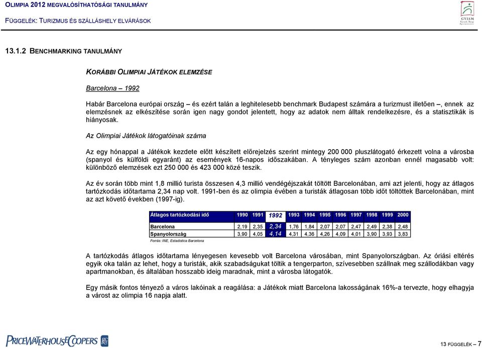 Az Olimpiai Játékok látogatóinak száma Az egy hónappal a Játékok kezdete előtt készített előrejelzés szerint mintegy 200 000 pluszlátogató érkezett volna a városba (spanyol és külföldi egyaránt) az