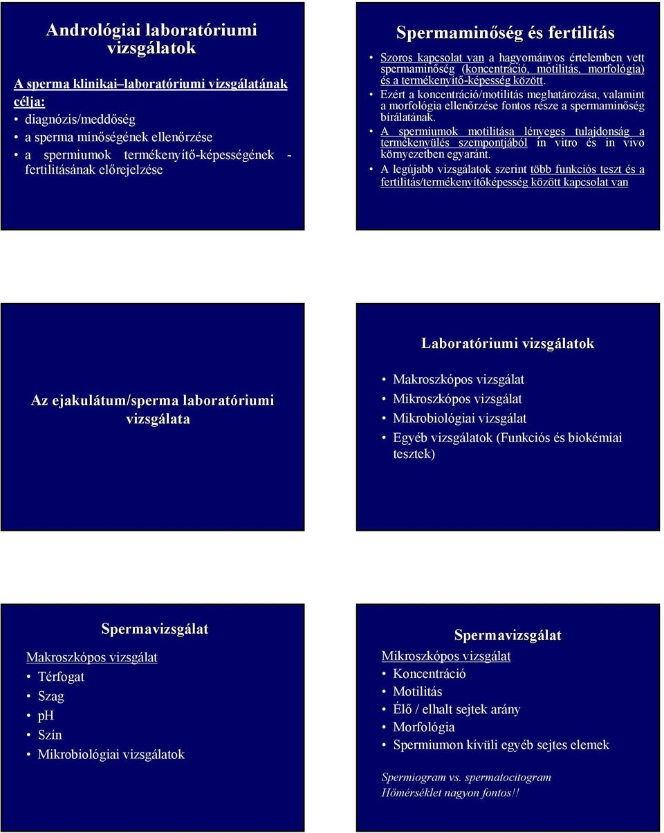 Ezért a koncentráció/motilitás meghatározása, valamint a morfológia ellenőrzése fontos része a spermaminőség bírálatának.